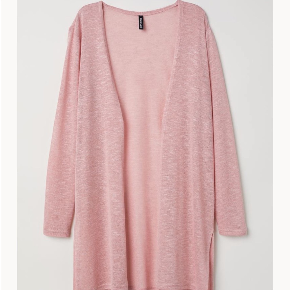 Divided by H&M long open front pink cardigan